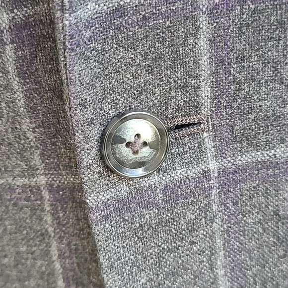 KROON Dark Grey Purple‎ Windowpane Plaid Wool Blend Sz 42 R Mens Sport Coat